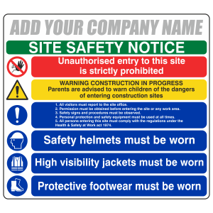 Multi-Hazard Site Safety 6 Point Sign (Large Landscape)