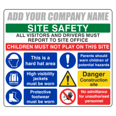 Multi-Hazard Site Safety Visitors To Site Office Sign (Large Landscape)