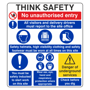 Multi-Hazard Site Safety Think Safety Sign