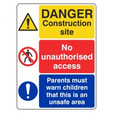 Multi-Hazard Site Safety Parents Warn Children Sign