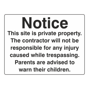 This Site Is Private Property Sign (Large Landscape)