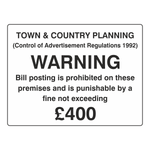 Bill Posting Is Prohibited On These Premises Sign (Large Landscape)