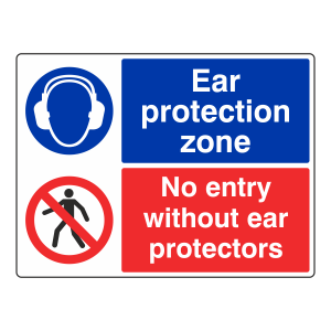 Ear Protection Zone / No Entry Sign (Large Landscape)