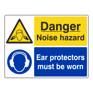 Danger Noise Hazard / Ear Protectors Sign (Large Landscape)