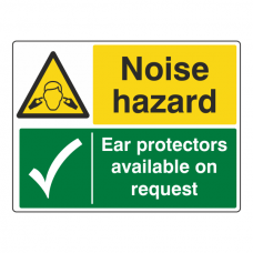 Noise Hazard / Ear Protectors Sign (Large Landscape)