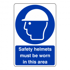 Safety Helmets Must be Worn In This Area Sign